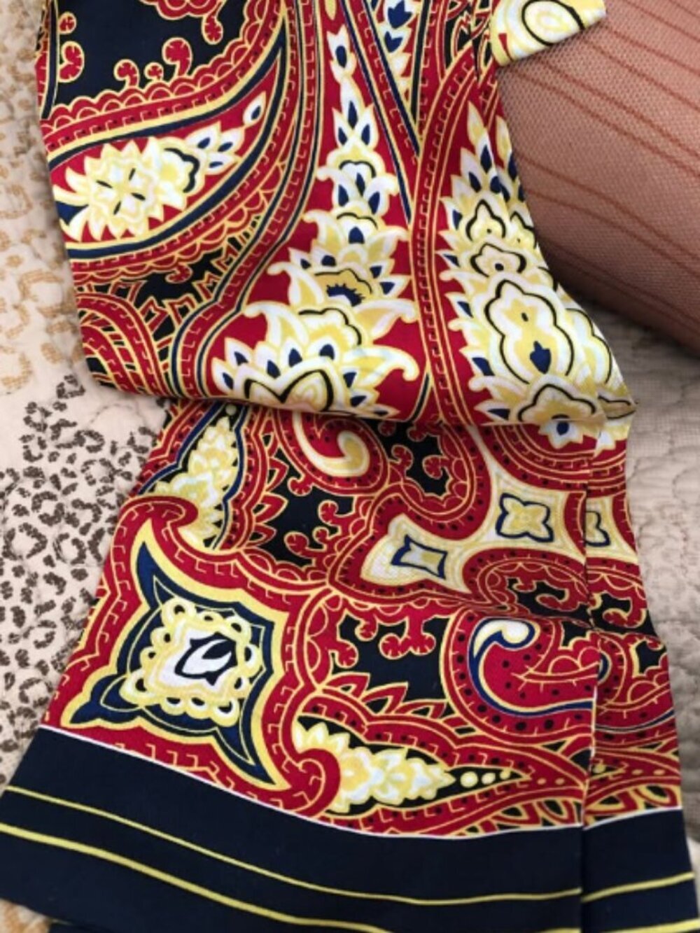 Paisley Silk Scarf  Red Black Wrap